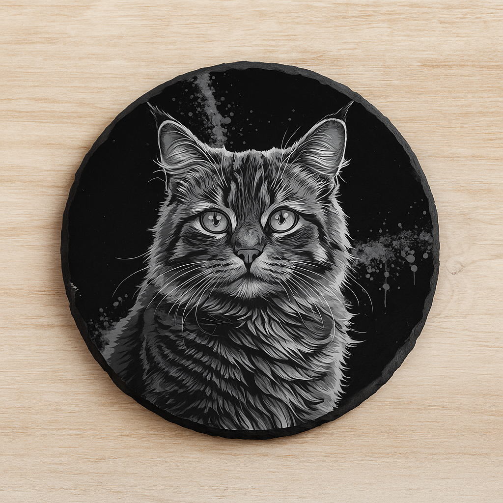 Dramatization of the image on a slate. Actual image will be slightly different in appearance on slate.