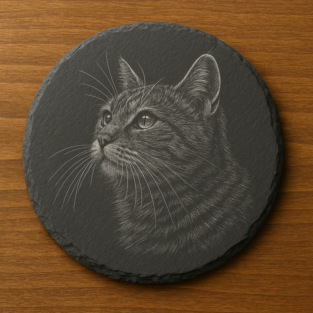 Dramatization of the image on a slate. Actual image will be slightly different in appearance on slate.