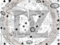 Circular design with Las Vegas-themed icons and text, including the Welcome to Fabulous Las Vegas Nevada sign.