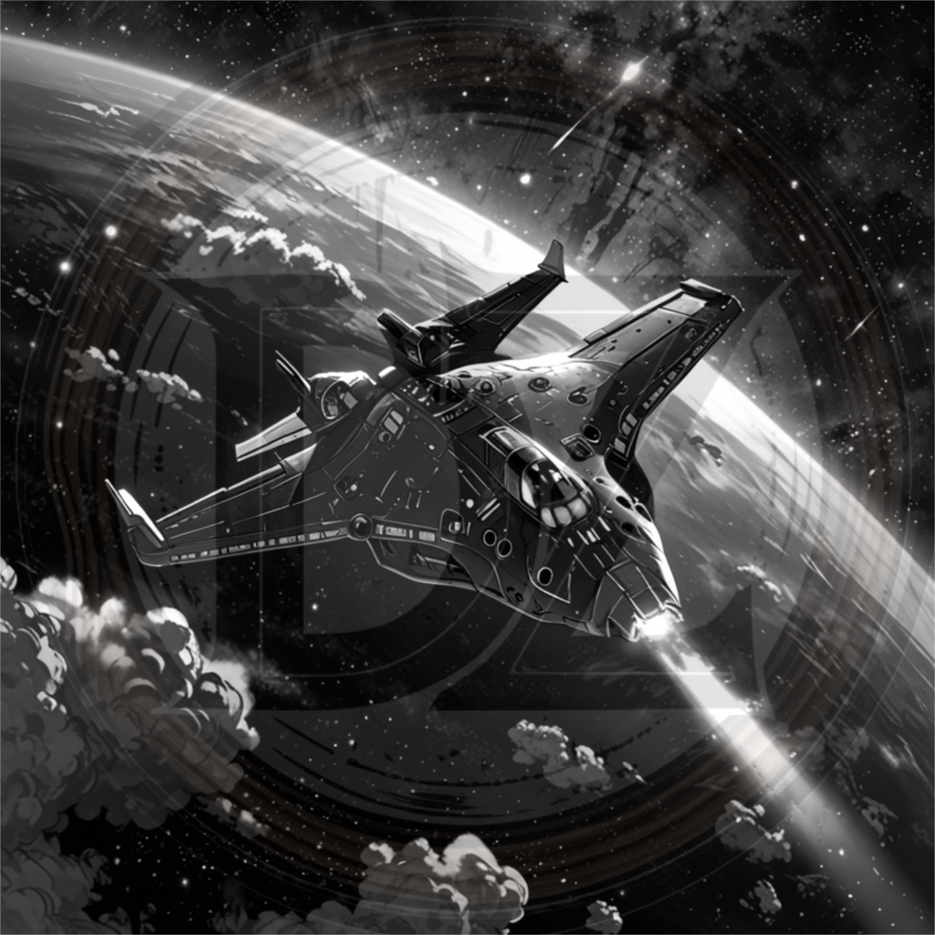 Space ship in space with Earth in the background
