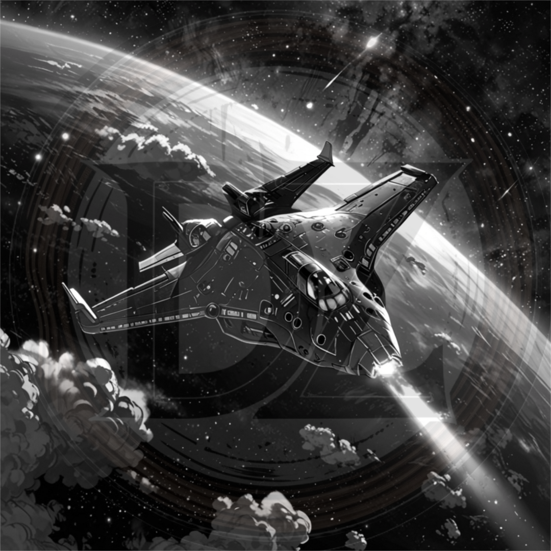Space ship in space with Earth in the background