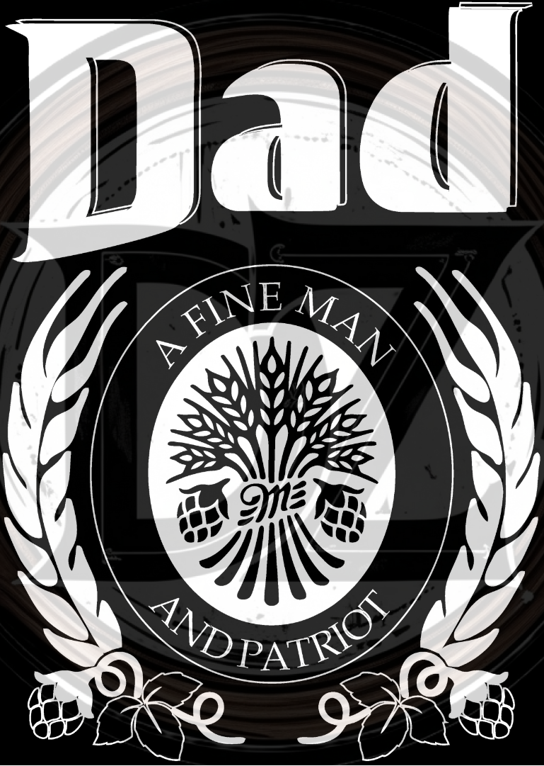 Decorative design with 'Dad' text and decorative elements on a black background