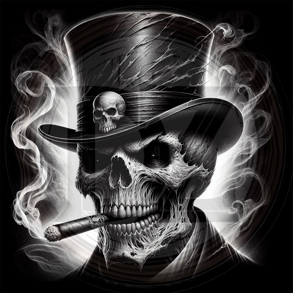 Skull With Top Hat And Cigar 2