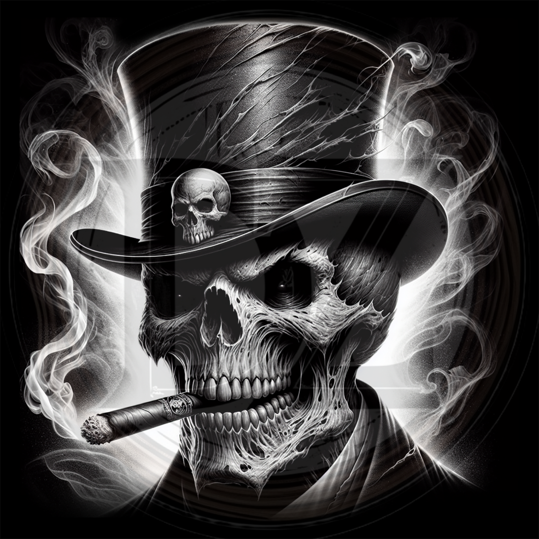 Skull With Top Hat And Cigar 2