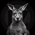 Black and white image of a kangaroo