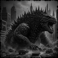Monster-like creature in a cityscape with tall buildings