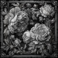 Decorative floral design with intricate details on a dark background