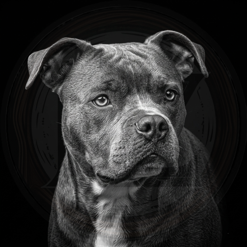 Black and white portrait of a dog