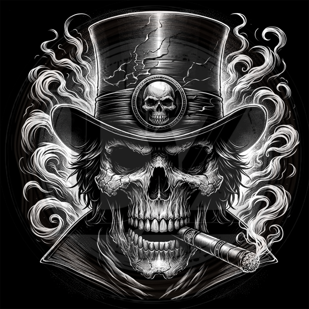 Skull With Top Hat And Cigar 1