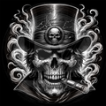 Skull With Top Hat And Cigar 1