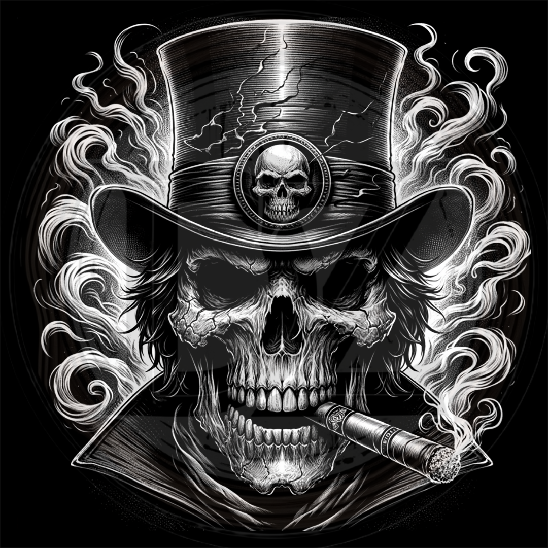 Skull With Top Hat And Cigar 1