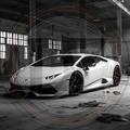 White sports car in an industrial setting