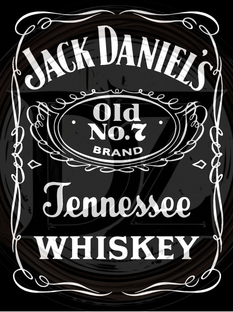 Jack Daniel's Tennessee Whiskey label on a black background