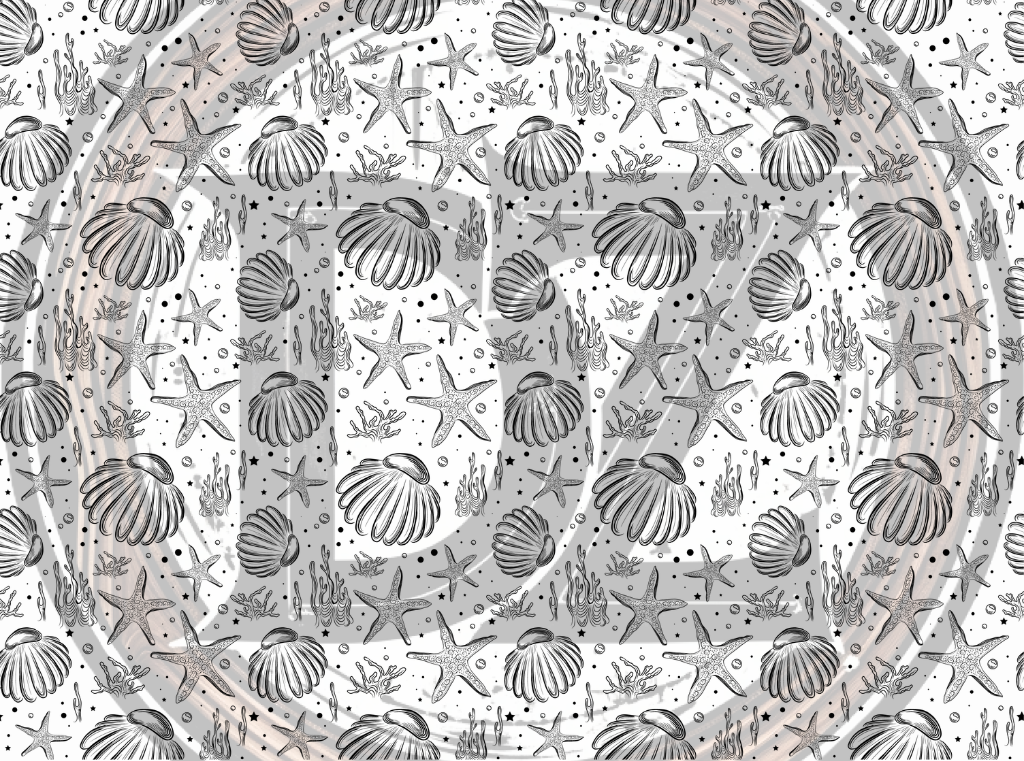 Decorative plate with sea-themed pattern of shells and stars