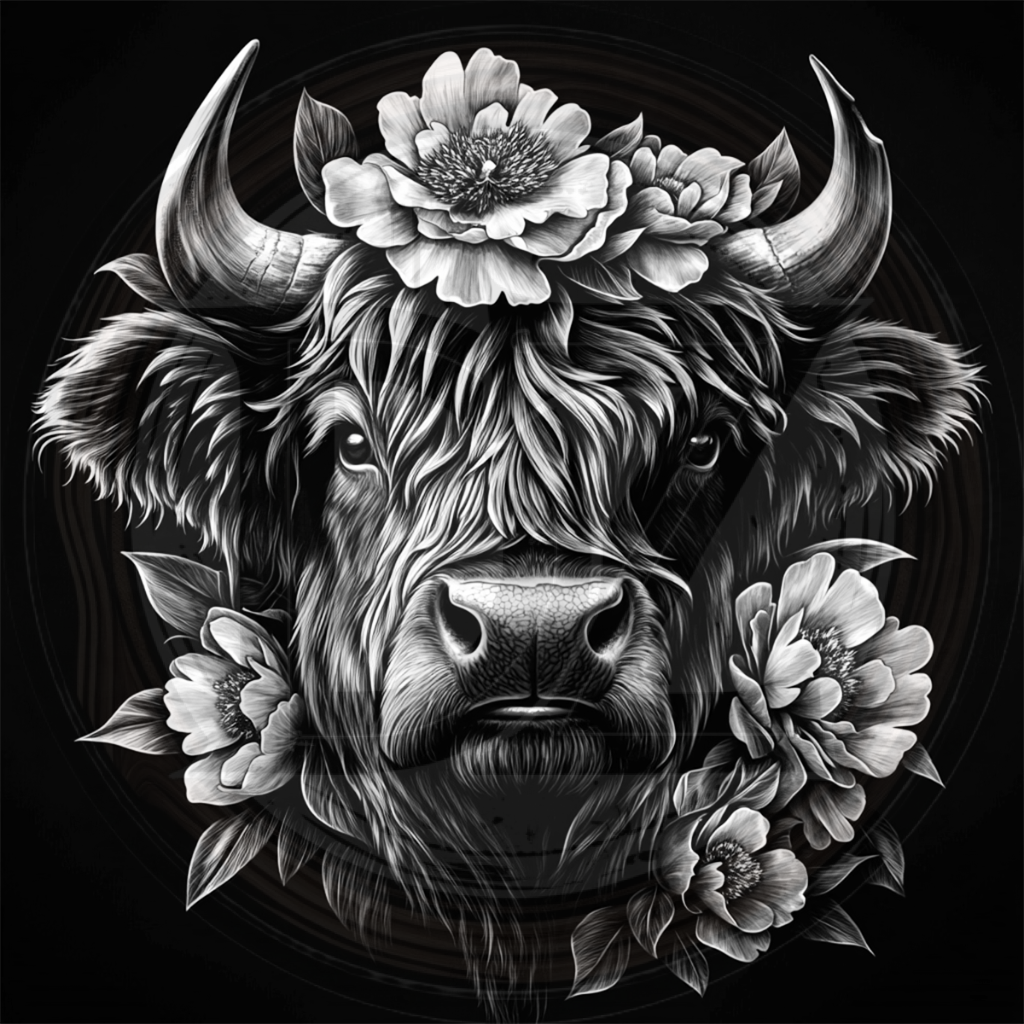 Cow, Horns and Petals
