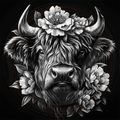 Cow, Horns and Petals