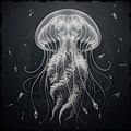 Translucent jellyfish illustration on a dark background