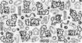 Circular stamping plate with black dog-themed designs on a white background
