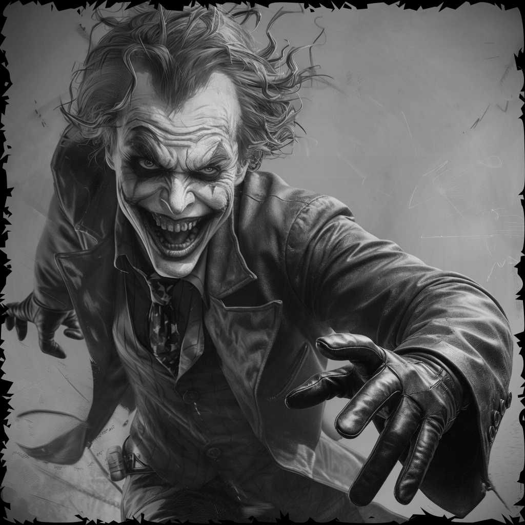 Illustration of a character in a dark suit with a sinister smile and outstretched hand.