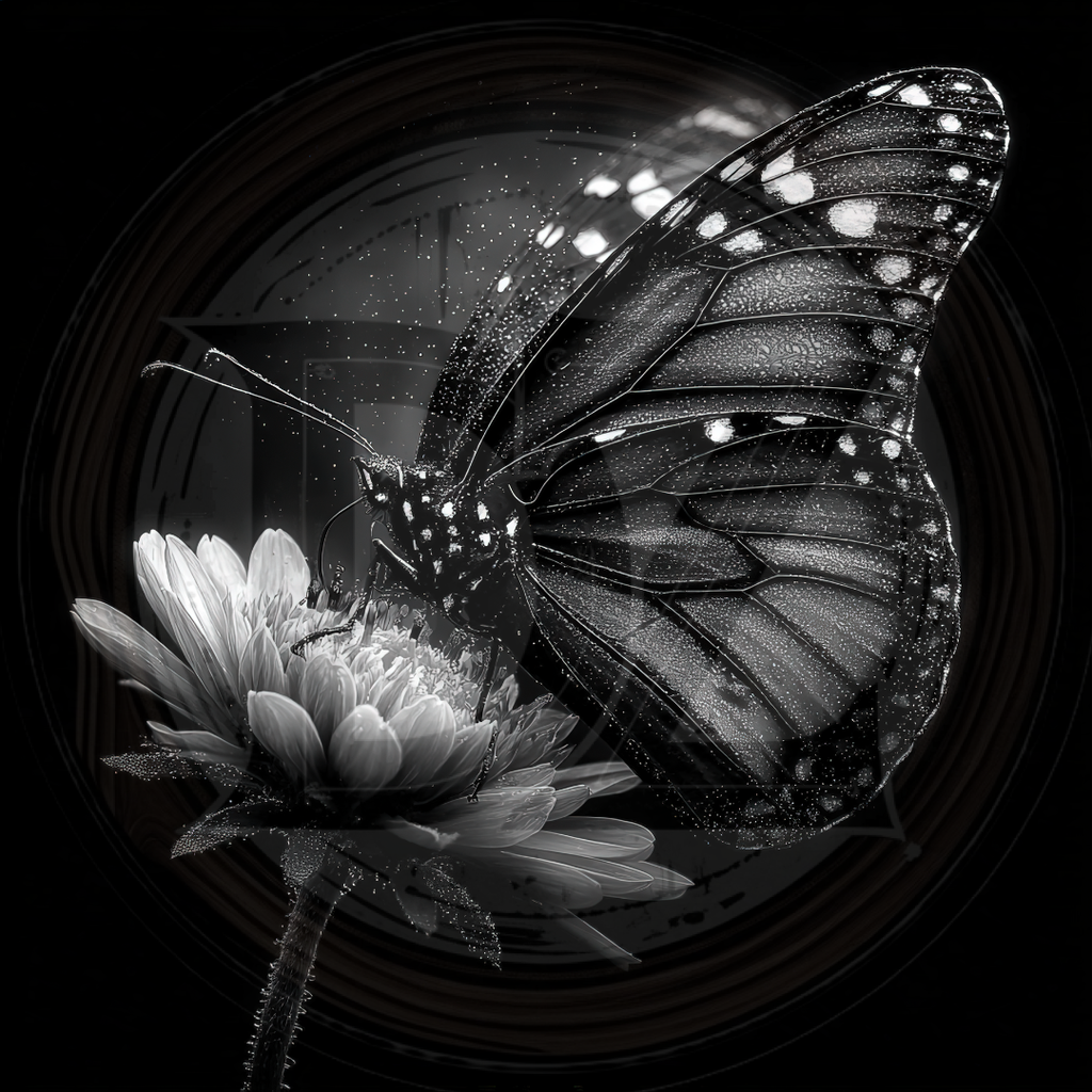 Black and white butterfly on a flower