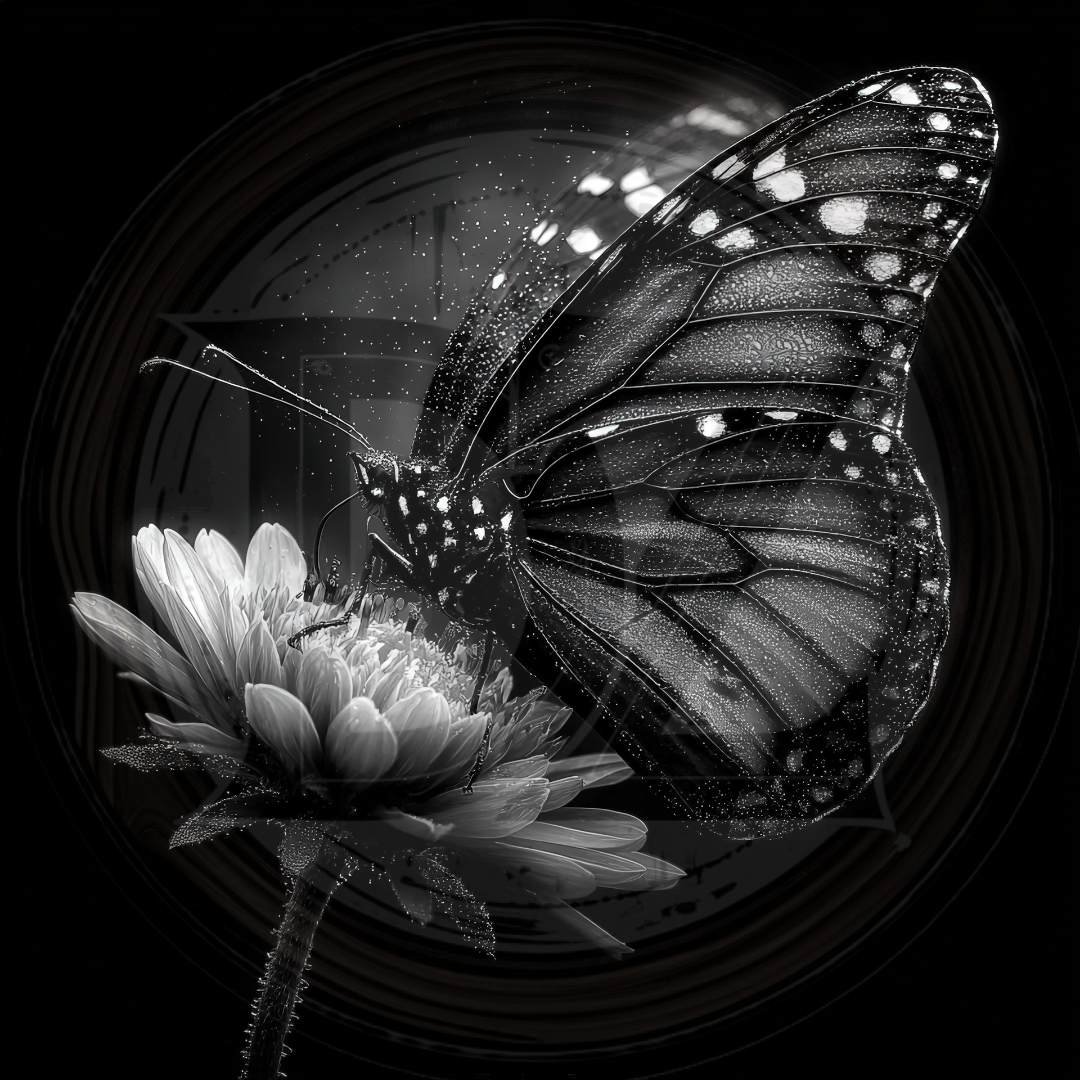 Black and white butterfly on a flower