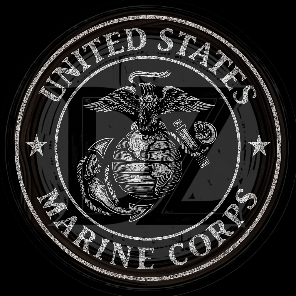 United States Marine Corps logo on a black background