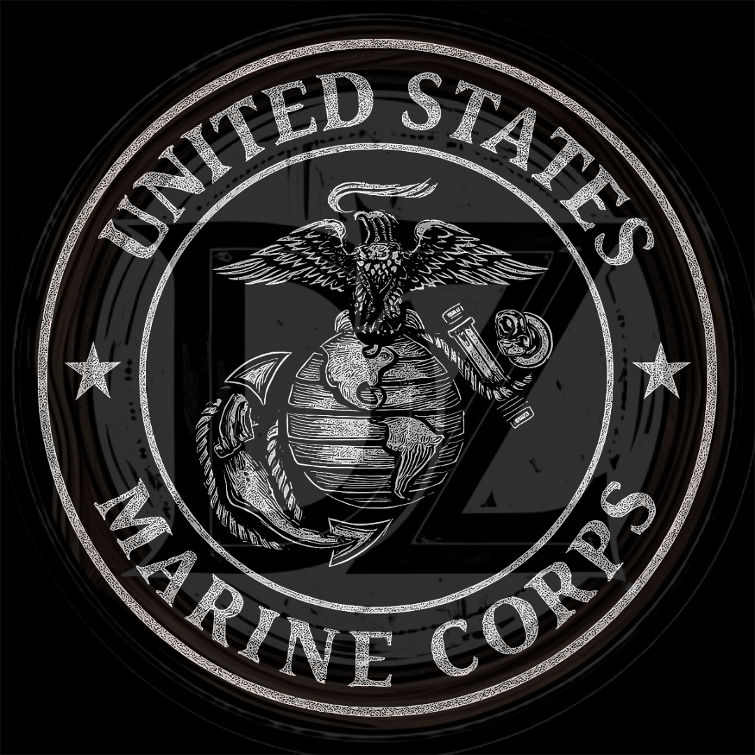 United States Marine Corps logo on a black background