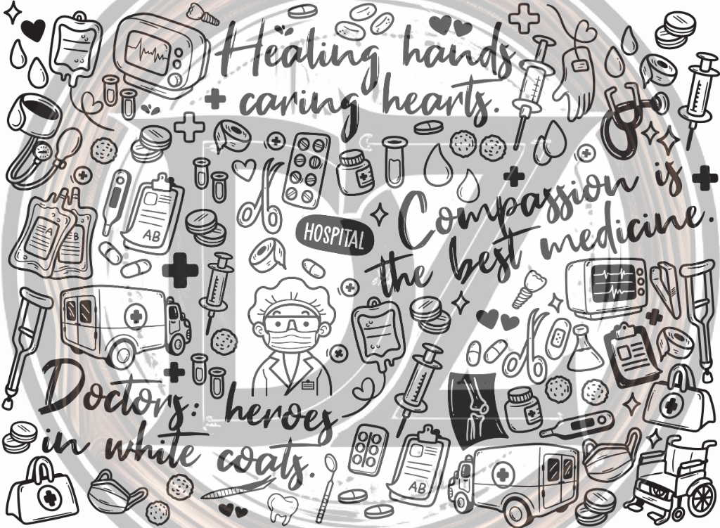 medical-themed illustrations and text on a white background