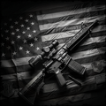 Rifle with scope on an American flag