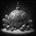 Decorative Christmas ornament with snowflake patterns on a dark background
