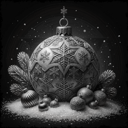 Decorative Christmas ornament with snowflake patterns on a dark background