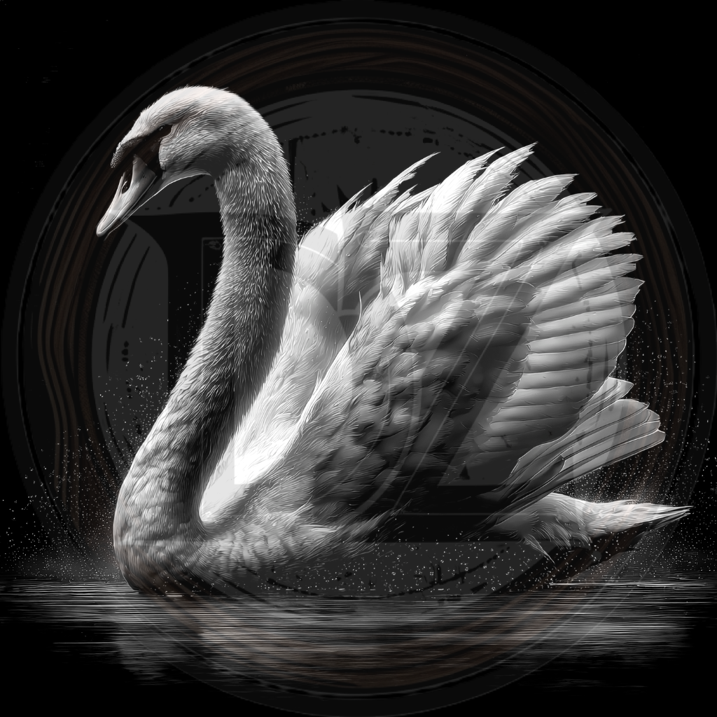 Black and white swan on water