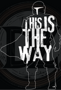 Silhouette of a character with 'This is the Way' text on a black background