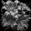 Black and white flowers on a black background