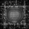Aerial view of a football stadium at night.