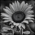 Black and white sunflower with a blurred background