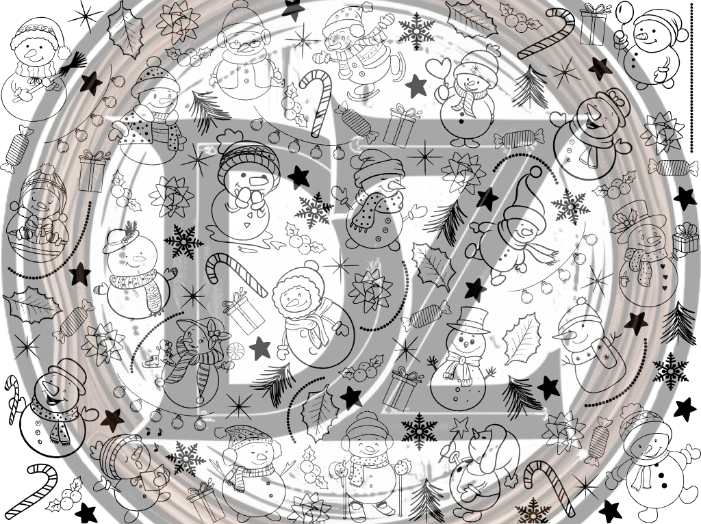 Circular design with Christmas-themed elements