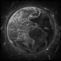 Black and white image of Earth from space