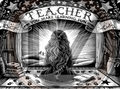 Illustration of a teacher with long hair sitting on a desk, surrounded by books and educational items, with a banner above reading 'Teacher You Make Learning Fun'.