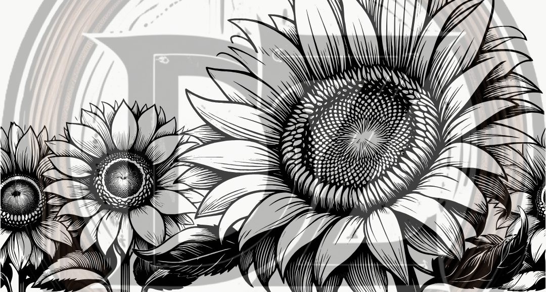 Black and white sunflower design
